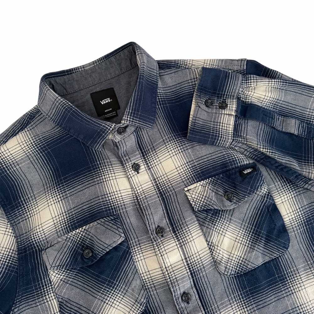 VANS blue plaid Monterey flannel button down shirt m